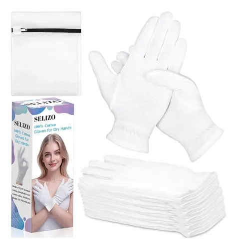 Guantes Algodón Blancos Hidratantes Para Manos Secas 6 Pare