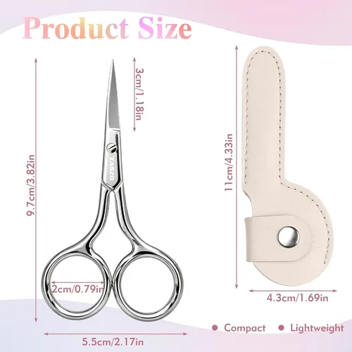 Tijeras Plateadas Para Cejas De 3,8 Pulgadas, Tijeras Pequeñ