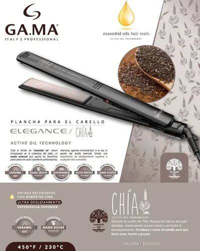 Planchita De Pelo Gama Chia Elegance Con Aceite De Chia
