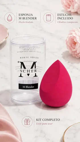 Esponja De Maquillaje Biselada Base Rubor Contorno M Blender Fucsia