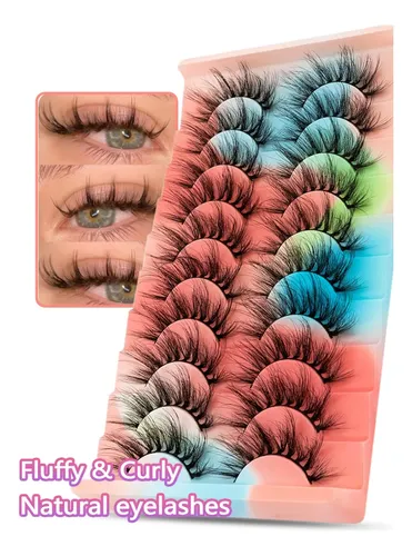 10 Pares De Pestañas Postizas Esponjosas, 8d, Ojos De Zorro, Rojo D 18 Mm 0.07 Mm