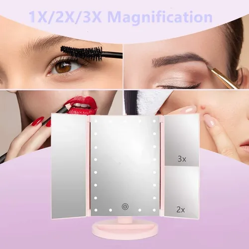 Espejo De Maquillaje Con Luz Led Flymiro 21 Led Rosa
