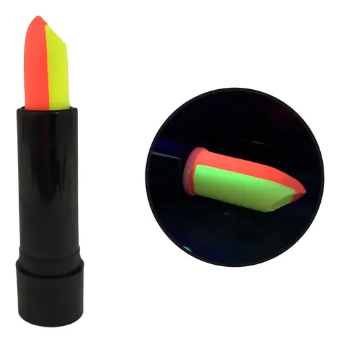 Labial Bicolor Artelight Flúo Amarillo Naranja Larga Duración Brilla Luz UV