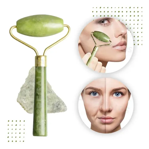 Masajeador Facial Corporal Rodillo Piedra Roller Jade Verde