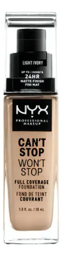 Base de Maquillaje Líquida NYX Professional Makeup Can’t Stop Won’t Stop, Ultra-Mate, Alta Cobertura, Light Ivory
