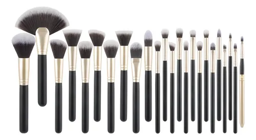 Set De 24 Brochas De Maquillaje Negras Mate