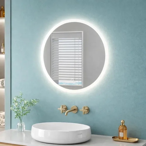Espejo Led Redondo 60cm Luz Calida/fria Regulable Para Baño
