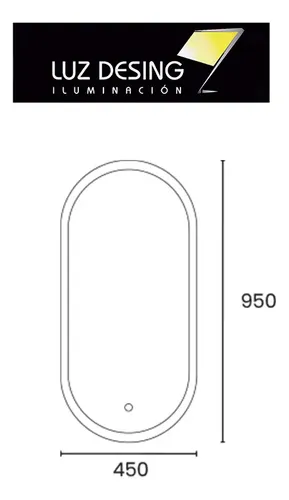 Aplique Espejo Luz Led Tactil Ovalado Vertical Baño N11