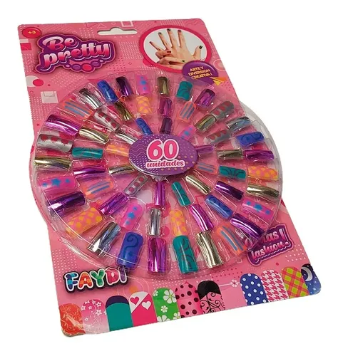 Set De Uñas 60 Piezas Divertidas Colores Y Diseños Surtidos