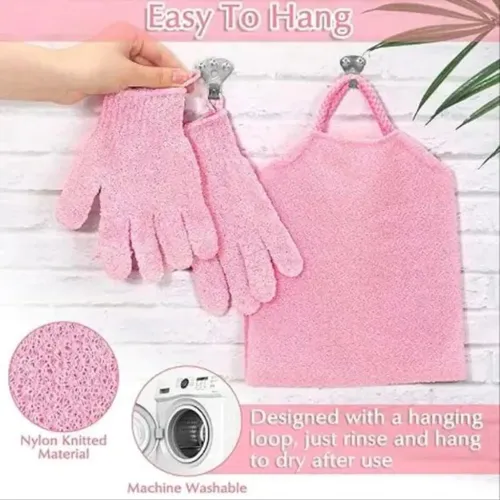 Set Exfoliante Nylon Doble Cara Para Baño Rápido Y Durader