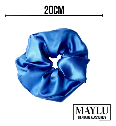 Scrunchie Saten,colita De Pelo Antifrizz,maxi Scrunchie Raso Azul Eléctrico