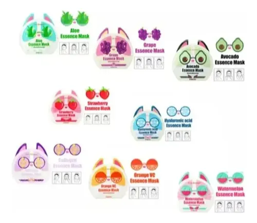 5 Mascarillas Facial Hialuronico Áloe Avocado Grape Sandia Todo Tipo De Piel