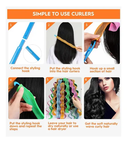 Set De 40 Rulos Sin Calor Para Ondas En El Cabello