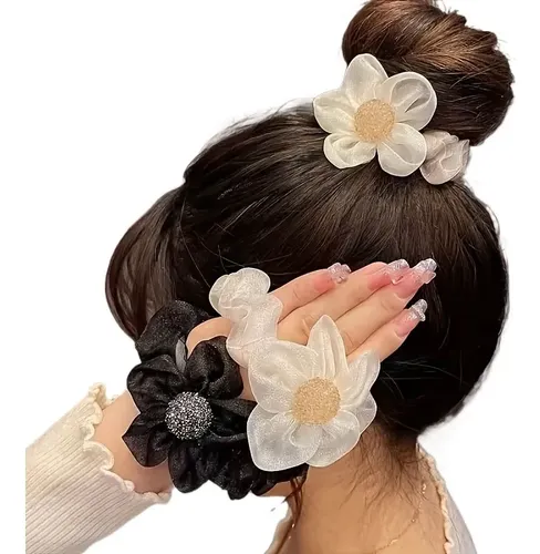 2 Cintas Para El Pelo Con Diamantes De Imitación De Girasol 2