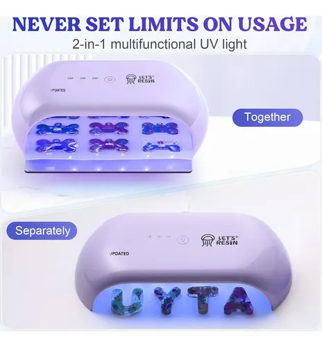 Lámpara Uv Let’s Resin 36 Leds Doble Cabeza 2 En 1 Púrpura