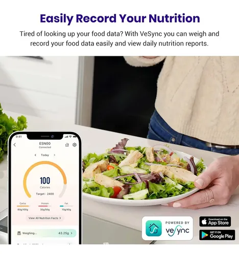 Balanza De Nutrición Inteligente Etekcity 5000g Acero