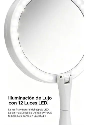 Espejo Redondo Led Daikon A Pilas 19 Cm