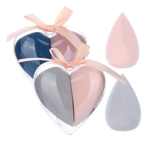 Set De Dos Huevos De Belleza Love Powder Puff Pink+blue