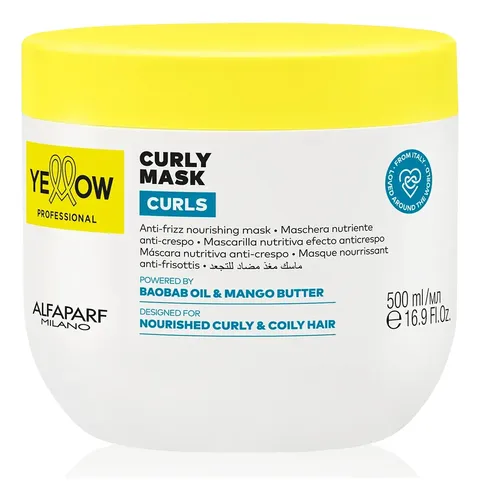 Alfaparf Yellow Curls Curly Mask 500ml Hidratación Intensa
