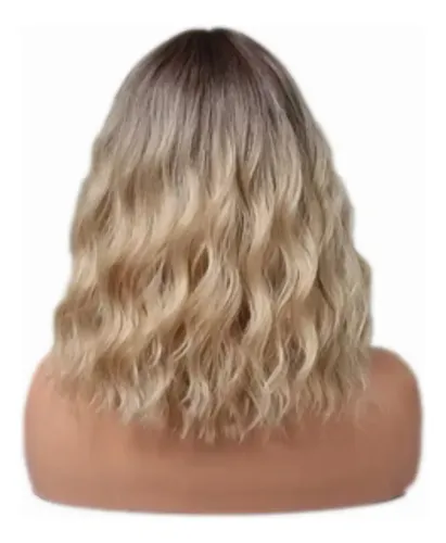Peluca Hisan Rubia Modo Romantico Ondas Fleco