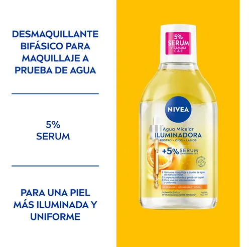 Agua Micelar Nivea Iluminadora Con Sérum X 400 Ml