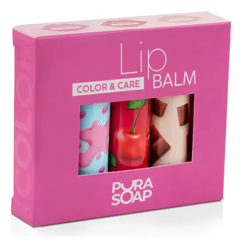 Bálsamo Labial Hidratante Con Color Set X3 – Pura Soap