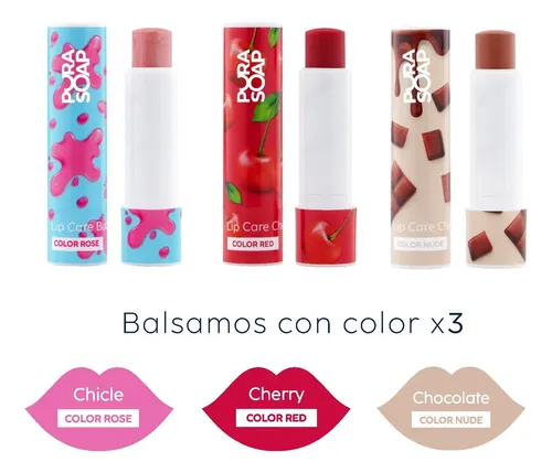 Bálsamo Labial Hidratante Con Color Set X3 – Pura Soap