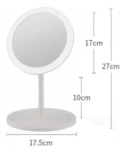 Espejo Maquillaje Luz Led Tactil Recargable Usb