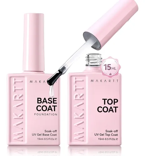 Set Gel Base Y Top Coat Brillo Diamante 15ml Uv Led
