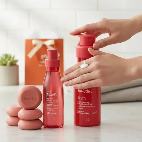 Kit Regalo Mujer Natura Tododia Fresa y Vainilla Dorada