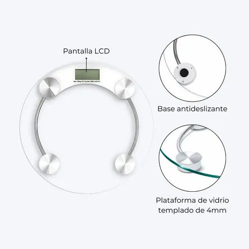 Balanza Digital Oryx OR-2025C Vidrio 180kg Baño Plataforma Home