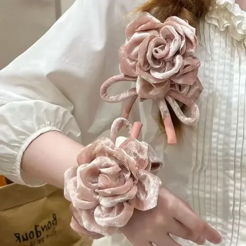 C Moño Alta Gama Rosebowflower Scrunchie, Accesorio For El .