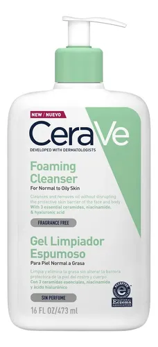 Cerave Foaming Cleanser Gel Limpiador Espumoso Piel Grasa