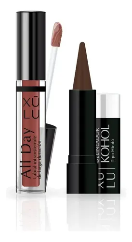 Lip Combo Kohol Marron + Labial All Day Xulu Color Marrones