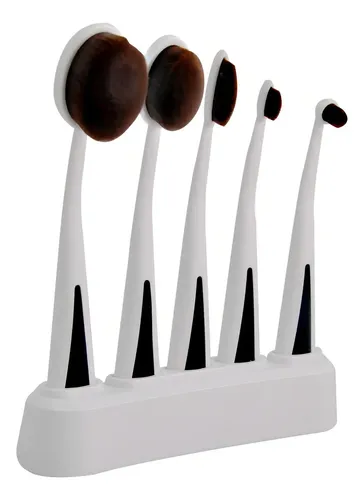 Set De 5 Brochas Maquillaje Primont Para Ojos Rostro Contorno Marrón