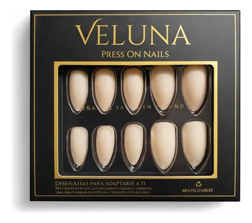 Uñas Press On Veluna Almendras – Cambian De Color Al Calor Color Beige Fotocromática