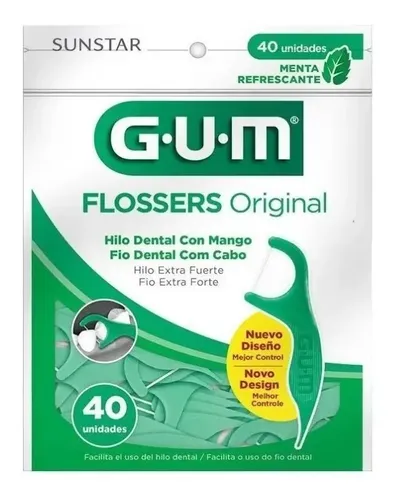 Gum Flossers Menta Hilo Dental Con Mango X40u