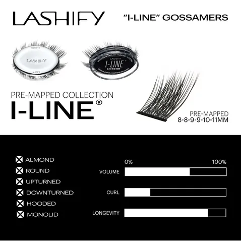 Pestañas Falsas Cortas Lashify I-line Gossamer 11.4×9.8cm