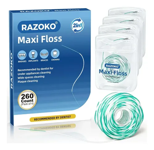 Hilo Dental Encerado Menta Para Ortodoncia 260 Unidades Menta