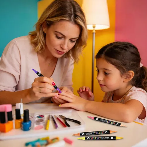 Marcadores De Uñas Impermeables, 24 Colores, Secado Rápido A