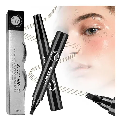 Lápiz De Cejas Impermeable 4 Puntas Teamoda 2 Uds Negro