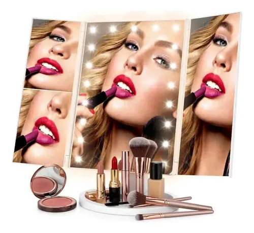 Espejo Maquillaje 22 Led 3 Aumentos Luz Blanca LIBERCAM ESP-50 Usb Bateria Color Blanco