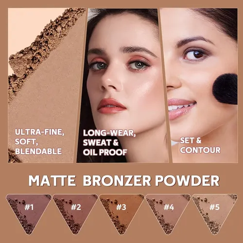 Polvo Bronceador Mate Maepeor 5 Tonos Natural Duradero