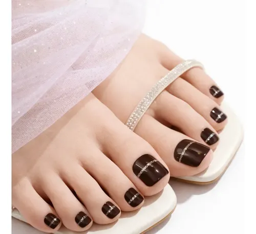 Tiras De Uñas Gel Para Pies Autoadhesivas 22u – No Necesita Lampara UV – Chocolate Gold Line