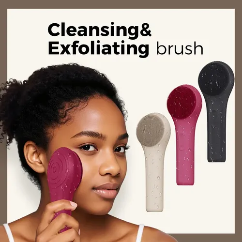 Cepillo De Masaje Facial Con Rodillo Vibratorio Para Limpiez Rose Red