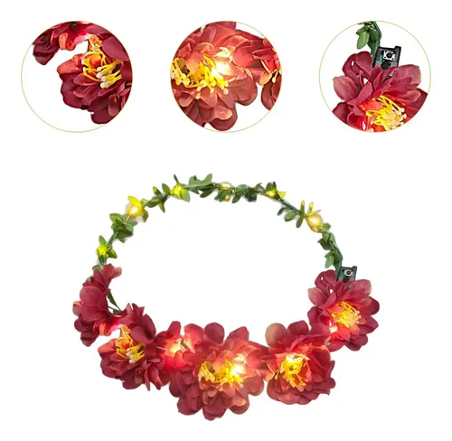 Diadema Con Corona De Flores Para Niñas, Morado Oscuro