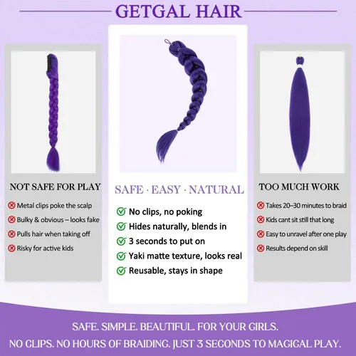 Extensiones De Cabello Getgal Braids Ponytail De 60 Cm, Colo