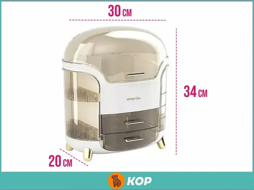 Organizador Porta Cosmeticos – Maquillaje – Makeup – Grande Capsula Transparente Con Blanco