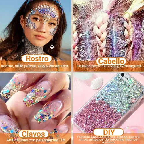 Face Glitters, Set De 3 Geles Con Hojuelas De Sirena