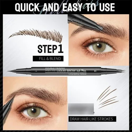Lápices De Cejas 2 En 1 Impermeables Marrón Oscuro Ultra Pre